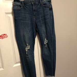 High Waisted Distressed Skinny Jeans